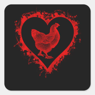 Sticker Carré Valentines Jour Coeur Poulet Agritourisme Garçons 