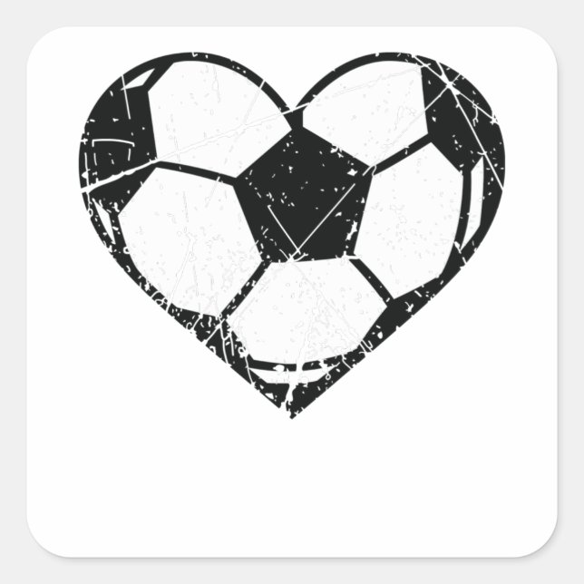 Sticker Carré Valentines Jour Football Ball Heart Grunge Hommes  (Devant)