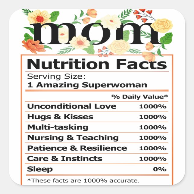 Sticker Carré Valeur nutritive MOM (Devant)