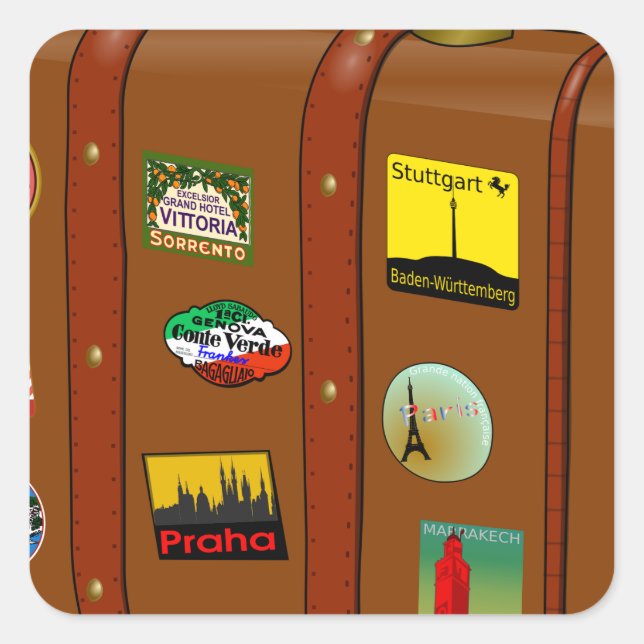 Sticker Carré valise voyage (Devant)