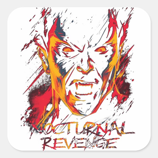 Sticker Carré Vampire de vengeance nocturne (Devant)