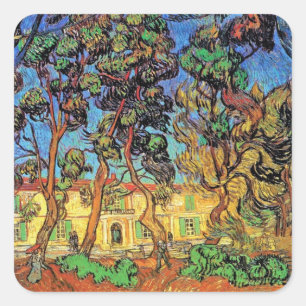 Sticker Carré Van Gogh - Arbres dans le jardin de l'hôpital St P