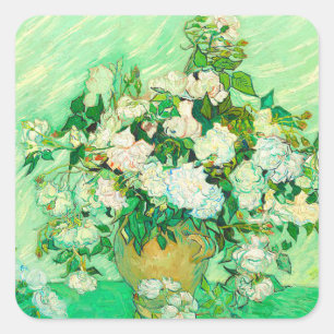 Sticker Carré Van Gogh White Roses