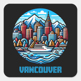 Sticker Carré Vancouver Colombie-Britannique Canada