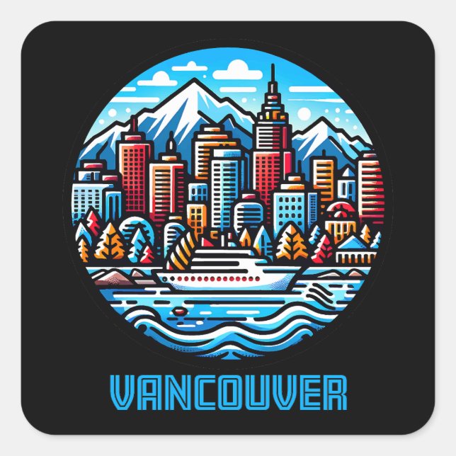 Sticker Carré Vancouver Colombie-Britannique Canada (Devant)