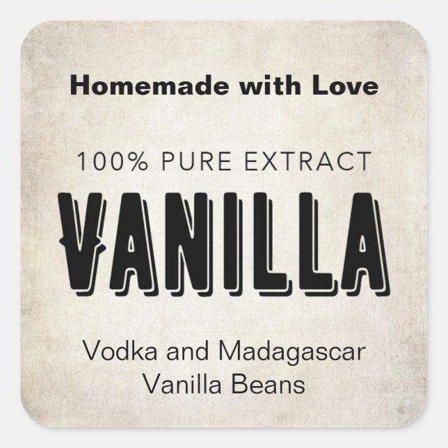 Sticker Carré Vanilla Extract VE002_01 Personnaliser libellé (Devant)