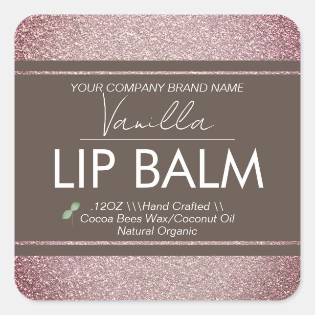 Sticker Carré Vanilla Lip Balm Business Packaging (Devant)