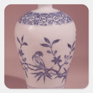 Sticker Carré Vase à fleur, dynastie de Ming