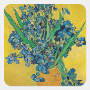 Sticker Carré Vase Van Gogh avec Iris Classic Impressionnisme