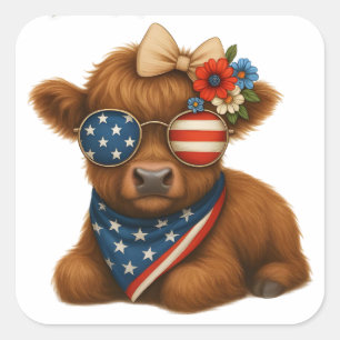Sticker Carré Veau de bébé des hautes terres patriotiques