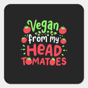 Sticker Carré Vegan De Ma Tête Tomates