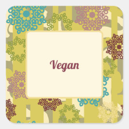 Sticker Carré Vegan Dietary Requirement Urban Floral Party