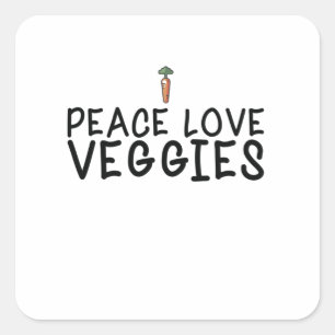 Sticker Carré Vegan - Peace Love Légumes