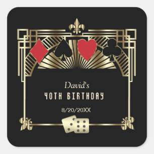 Sticker Carré Vegas Casino Royale Gatsby 40e Anniversaire