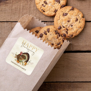 Sticker Carré Végétation d'automne Aquarelle Feuillage Thanksgiv