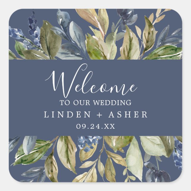 Sticker Carré Végétation d'automne | Bienvenue au Mariage de la  (Devant)