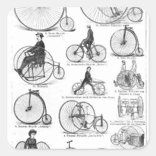 Sticker Carré Vélo à grande roue Penny Farthing