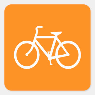 Sticker Carré Vélo blanc et orange