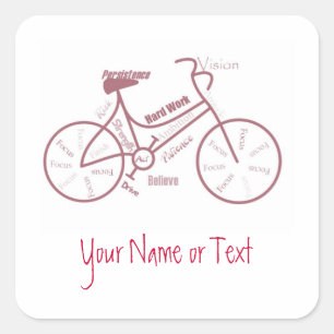 Sticker Carré Vélo, Cycle, Vélo, Mots Motivationnels