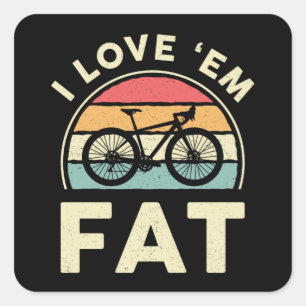 Sticker Carré Vélo de graisse Je les aime Vélo de grande montagn