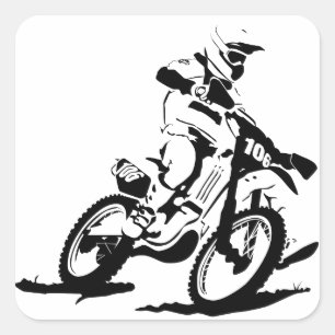Sticker Carré Vélo et cavalier simples de Motorcross