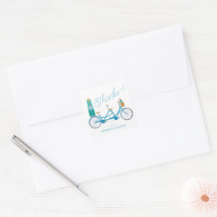 Sticker Carré Vélo pour deux aquarelle tandem