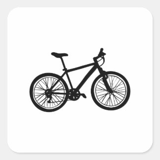 Sticker Carré Vélo simple dessiné à la main en noir et blanc