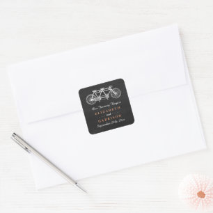 Sticker Carré Vélo Tandem Sur Chalkboard Mariage Favoriser