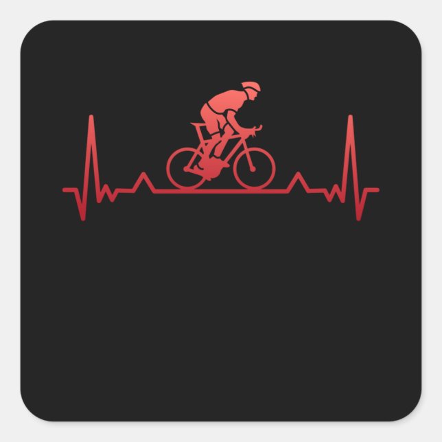 Sticker Carré Vélo vélo Heartbeat vélo cadeau (Devant)