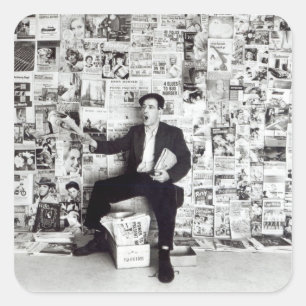 Sticker Carré Vendeur de journal, c.1960