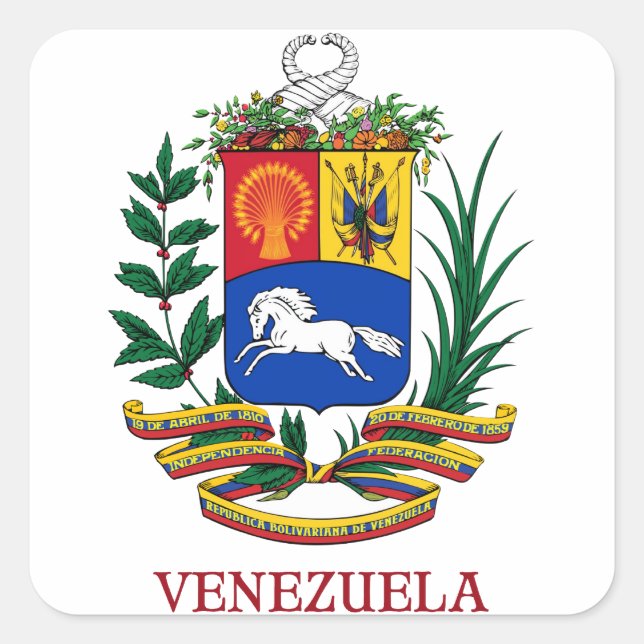 Sticker Carré VENEZUELA - emblème/blason/drapeau/symbole (Devant)