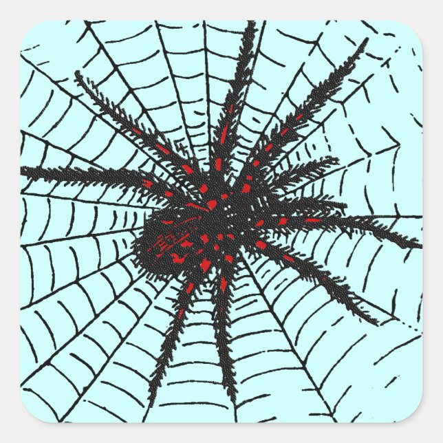 Sticker Carré Venomous Black Spider effrayant Insect Art (Devant)