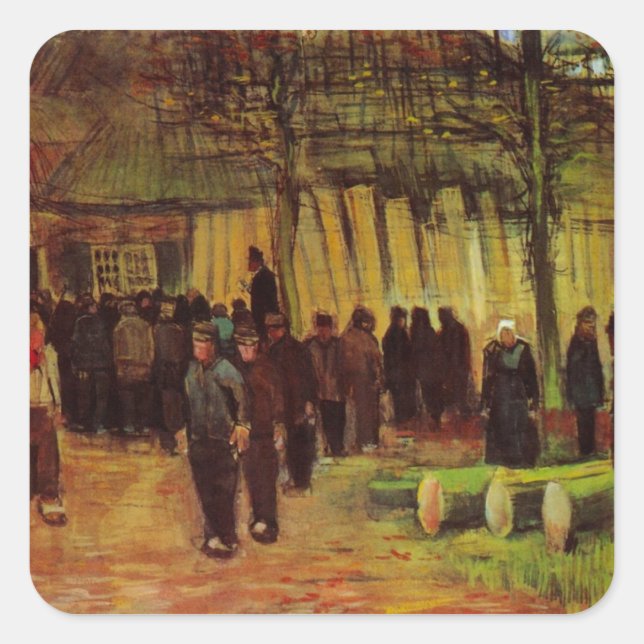 Sticker Carré Vente de bois d'oeuvre par Vincent van Gogh (Devant)