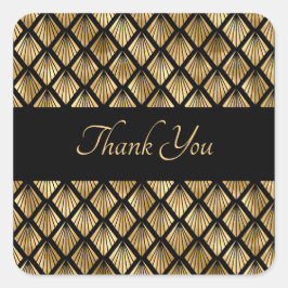 Sticker Carré Ventilateurs géométriques élégants Gold et Black A
