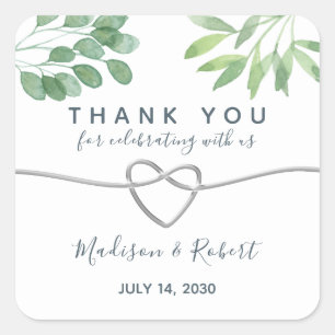 Sticker Carré Verdure Eucalyptus Calligraphie Mariage Faveur