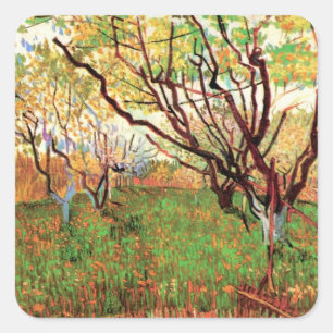 Sticker Carré Verger en fleurs par Vincent van Gogh
