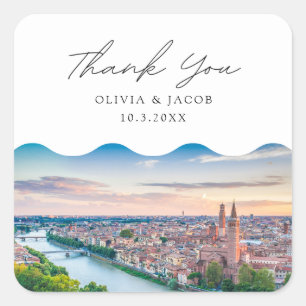Sticker Carré Vérone Italie Photo Wedding Favor Merci