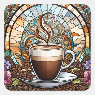 Sticker Carré Verre de café du matin