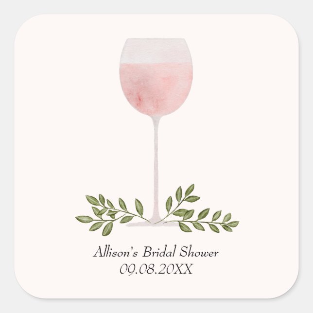 Sticker Carré Verre Rosé Cheers Mariage ou douche Faveur (Devant)