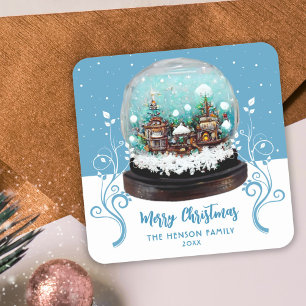 Sticker Carré Verre Snowball Village d'hiver Foliing Noël