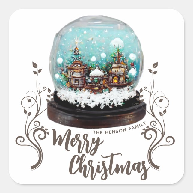 Sticker Carré Verre Snowball Village d'hiver Foliing Noël (Devant)