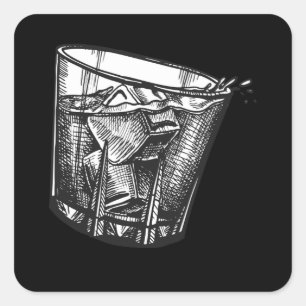 Sticker Carré Verre Whiskey