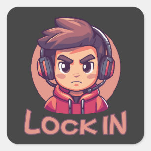 Sticker Carré Verrouiller   Pro Gamer   Streamer