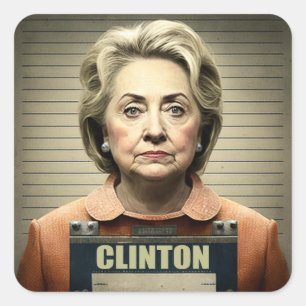 Sticker Carré Verrouillez-La ! - Hillary Clinton