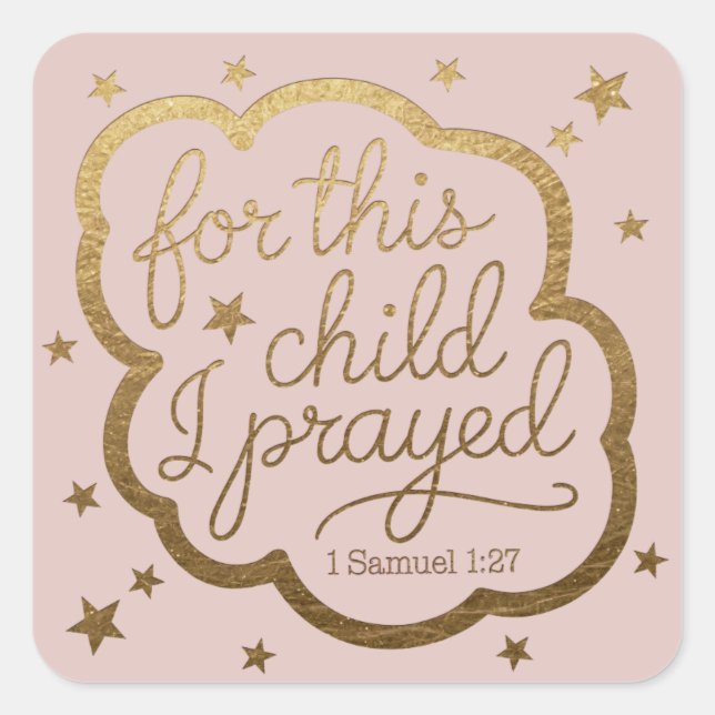Sticker Carré verset biblique de 1 Samuel 1:27 (Devant)