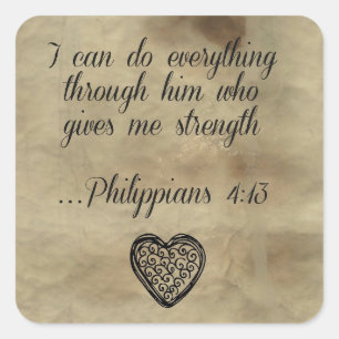 Sticker Carré Verset biblique Philippiens 4:13