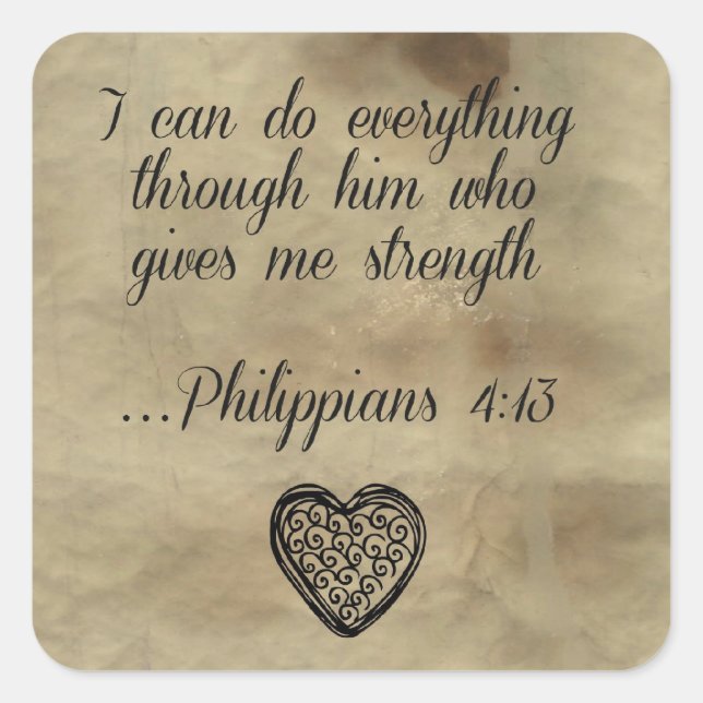 Sticker Carré Verset biblique Philippiens 4:13 (Devant)