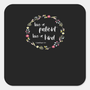 Sticker Carré Verset de la Bible chrétienne L'amour est patient 