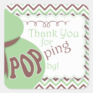 Sticker Carré Vert/autocollants de faveur de baby shower bosse