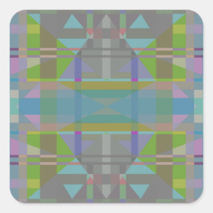 Sticker Carré Vert bleu violet géométrique